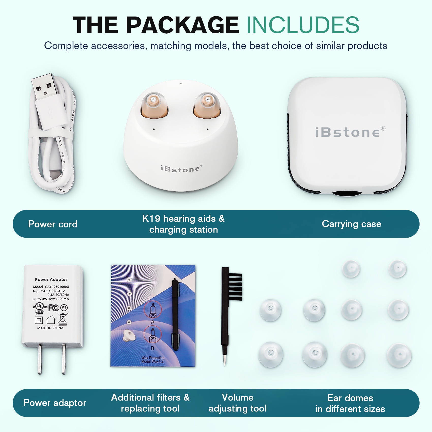 iBstone HA-K19 Rechargeable hearing aids, Completely-in-Canal (CIC) Mini aid for Seniors & Adults, Good Gift for Mother's Day, Beige, Pair