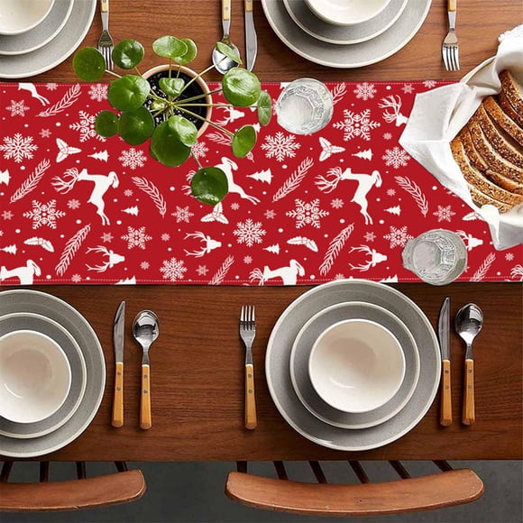 Camino de mesa navideño | Mantel de comedor navideño con muñeco de nieve y copo de nieve | Mantel decorativo para comedor, cocina o aparador | Decoración festiva para fiestas y reuniones navideñas