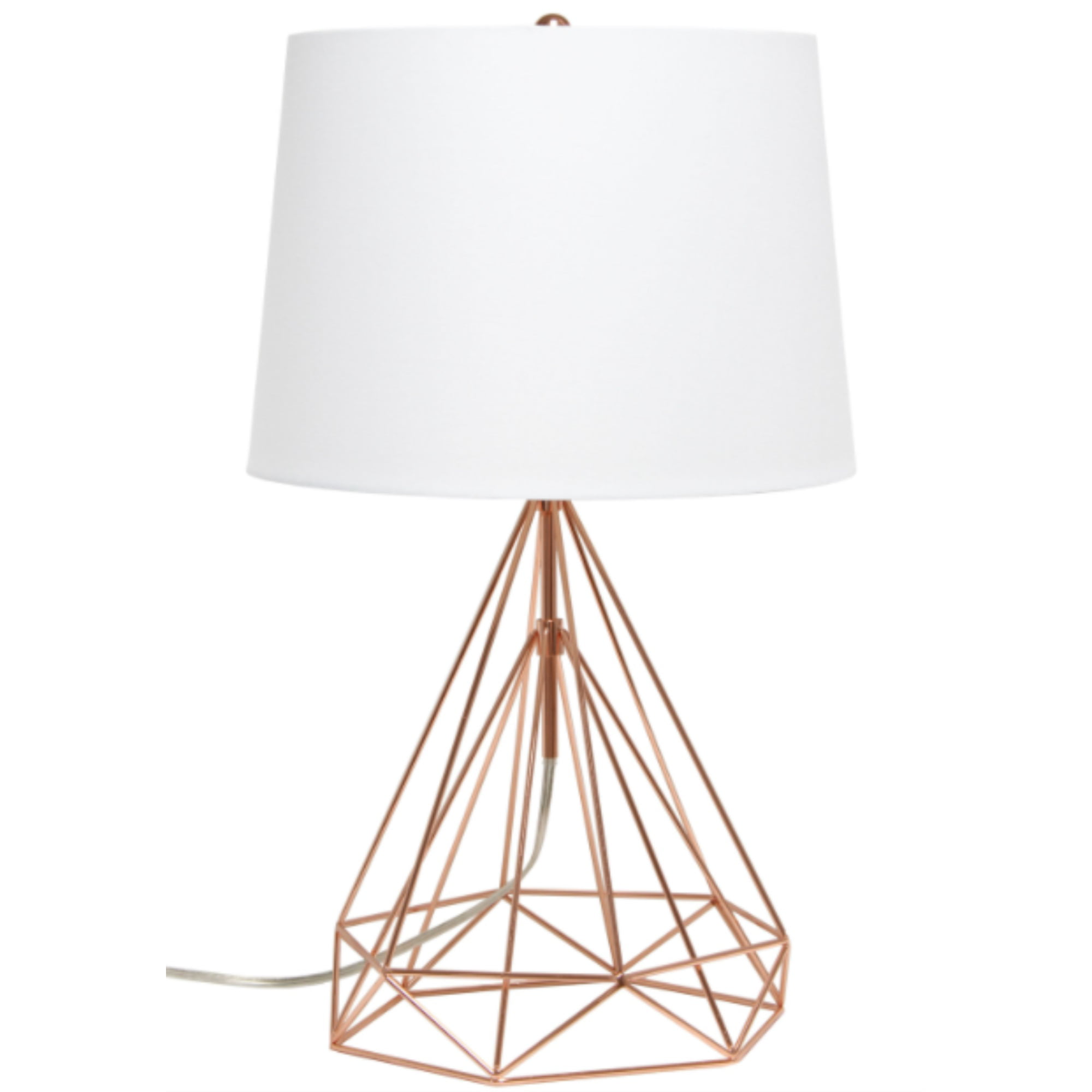 Lalia Home Geometric White Matte Wired Table Lamp with Fabric Shade
