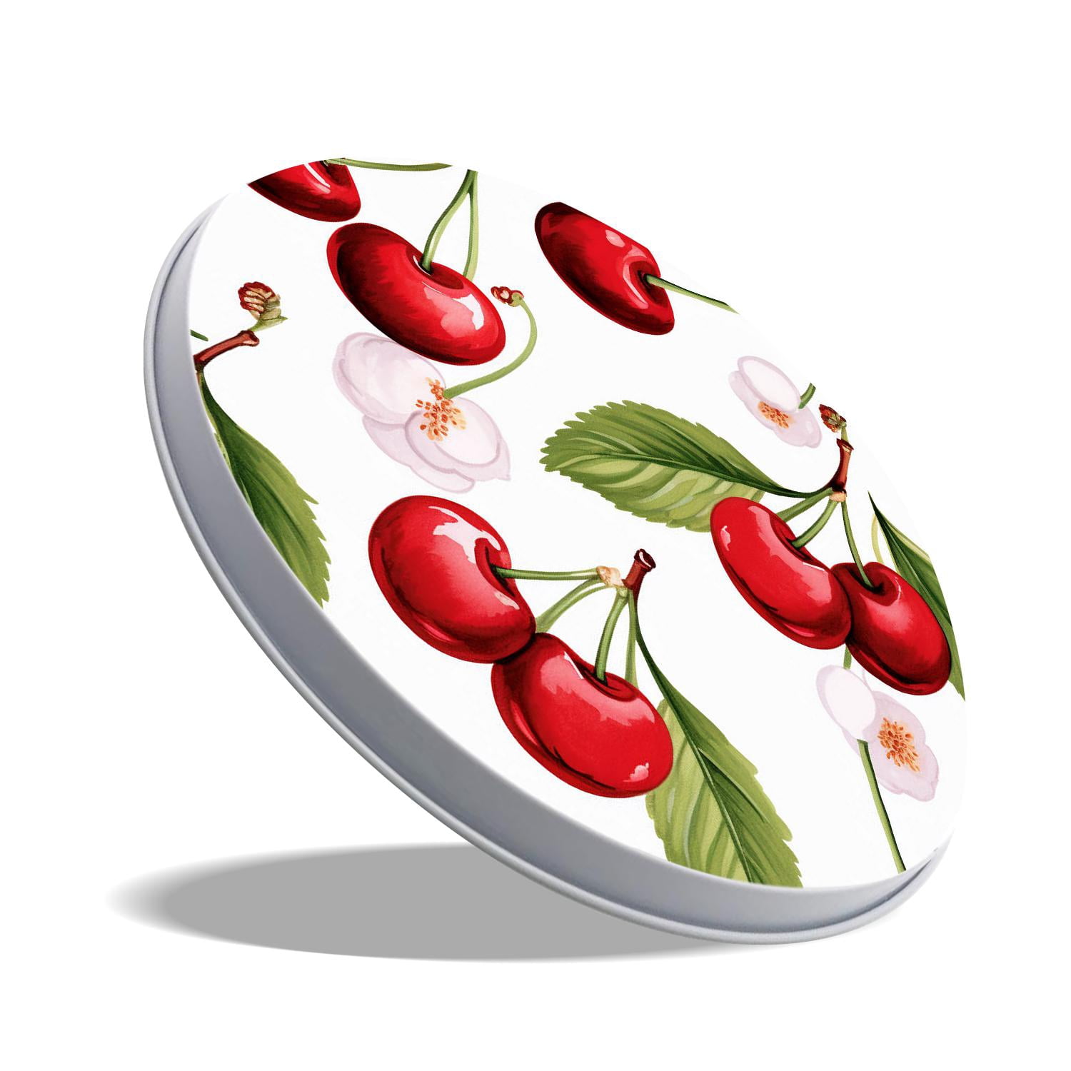 Round Stove Burner Covers 4 Pcs for Home Decor Cooktop Decorative ,Red Cherries Green Leaves style, Metal Round Stove Burner Covers 8Inch And 10Inch