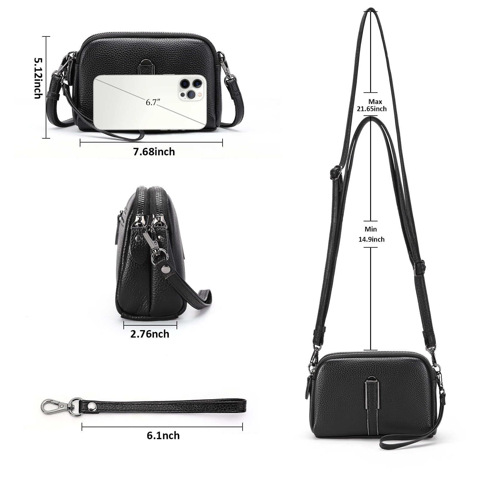 GAEKEAO Crossbody Bags for Women Leather Shoulder Purse with Adjustable Strap & Top Zipper