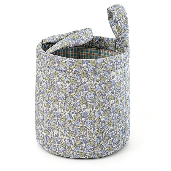 Floral Fabric Foldable Laundry Hamper with Handles Clothes Storage Bucket Large Capacity Collapsible for Nursery Bedroom Laundrys Room (Blue)