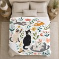 thumbnail image 5 of Playful Cats Botanical Flora, Playful Pet Portrait Pattern, Warm Flannel Blanket for Living Room and Bedroom, Cat Lovers Valentine's Day Gift, Pet Lover Home Decor, 5 of 9