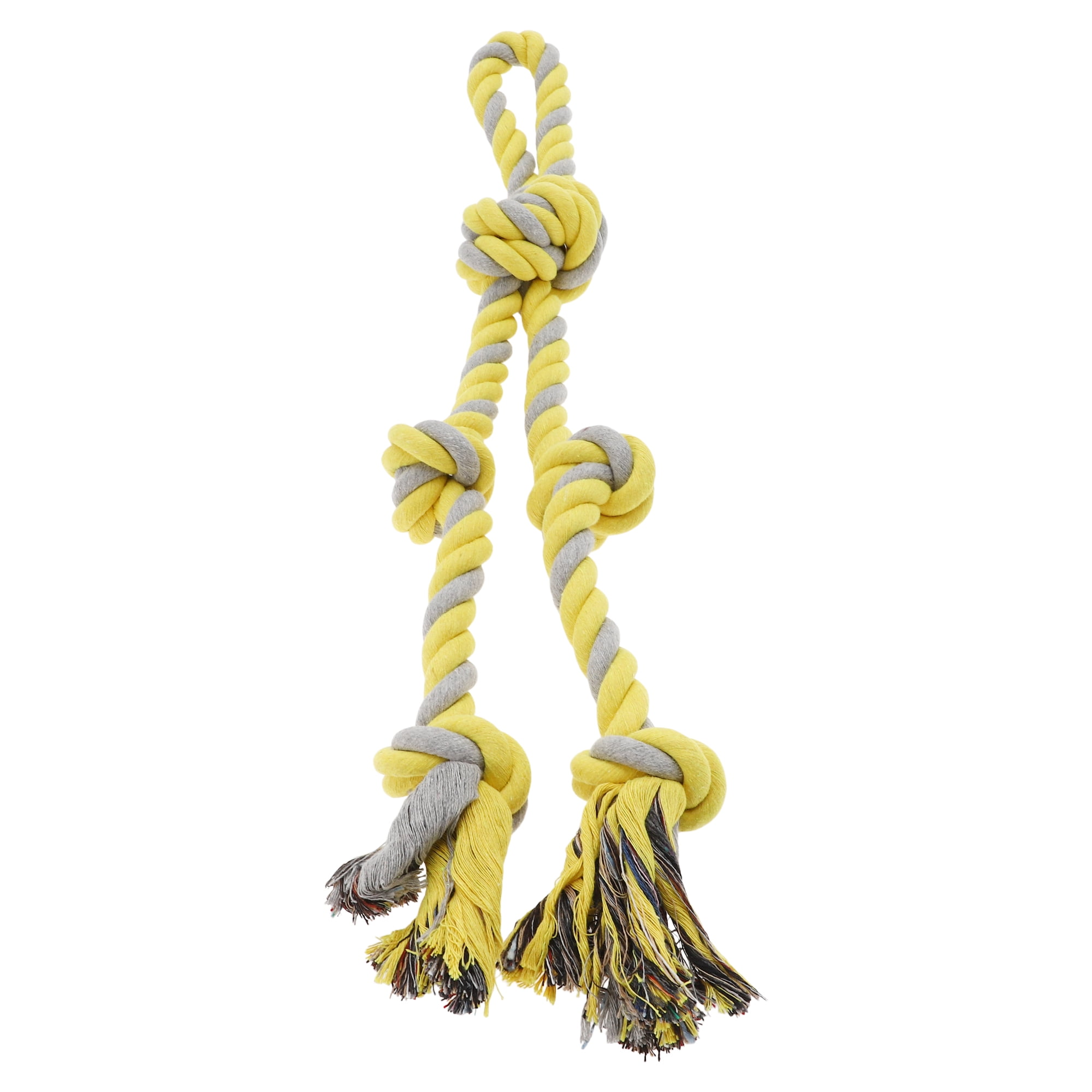 Unique Bargains Knots Shape Dog Chew Rope Durable Braided Cotton Teeth Cleaning Rope for Cats Dogs Rose Gray Yellow