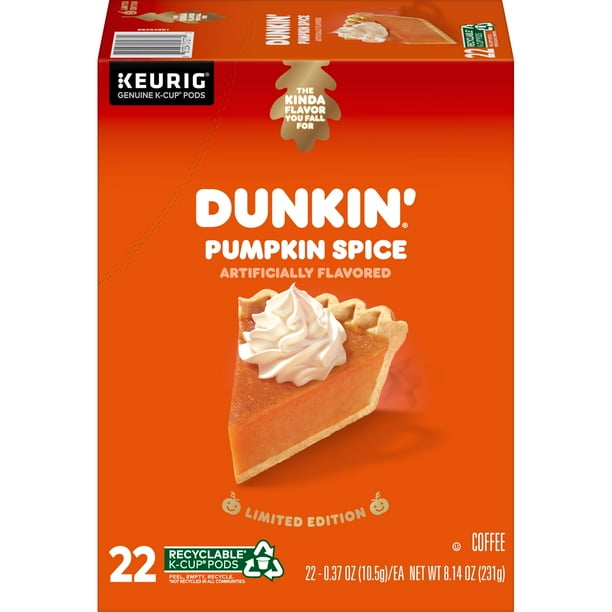Dunkin' Pumpkin Spice Flavored Coffee, Limited Edition, Keurig KCup