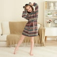 thumbnail image 3 of FORMRS Niños Bathrobe Unisex Hooded Robe Soft Plush Pajamas Sleepwear, Size 10-12T, Tribal Geometric, 3 of 7