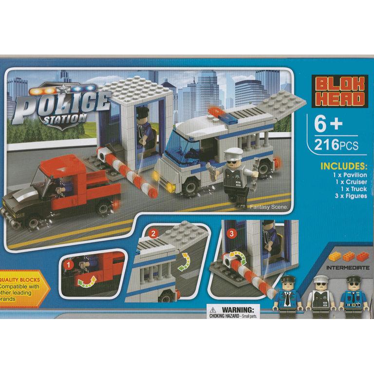 Boston Novelties Blok Head Police Station Fantasy Scene Building