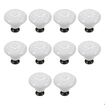 10 Pcs Drawer Pull Handles Round Cabinet Knobs Vintage Ceramic Door for Closet Cupboard Wardrobe Dresser White