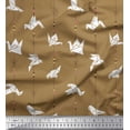 thumbnail image 1 of Soimoi Brown Japan Crepe Satin Fabric Stripe & Paper Bird Art & Craft Print Fabric by the Yard 42 Inch Wide, 1 of 3