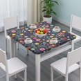 thumbnail image 3 of Reusable Floral Print Square Tablecloth with Elastic Hem, Premium Polyester with Water-Repellent Coating Perfect for 36x36 Inch Tables, Protects Tables from Spills and Stains, 3 of 6