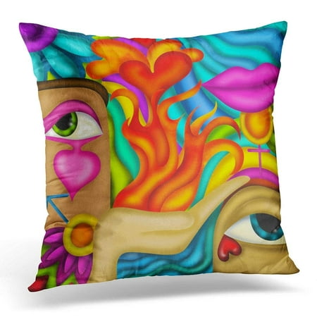 Arhome Blue Color Abstract With Symbols Of Love Water Pillow Case