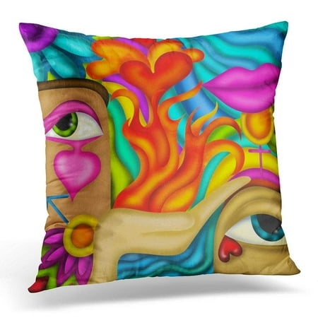 Arhome Blue Color Abstract With Symbols Of Love Water Pillow Case