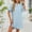 #0078-Blue, variant on Women's Lapel Collar Short Sleeve Shirt Dress, Solid Button Front Midi Length Jacket Style, Lightweight Flowy Casual Spring Summer Office Wear, Breezy Everyday Layering Work Tunic Gift