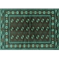 thumbnail image 1 of Ahgly Company Machine Washable Indoor Rectangle Persian Turquoise Blue Traditional Area Rugs, 5' x 8', 1 of 4
