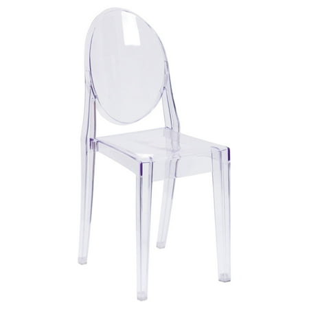Flash Furniture Ghost Chair with Oval Back in Transparent Crystal