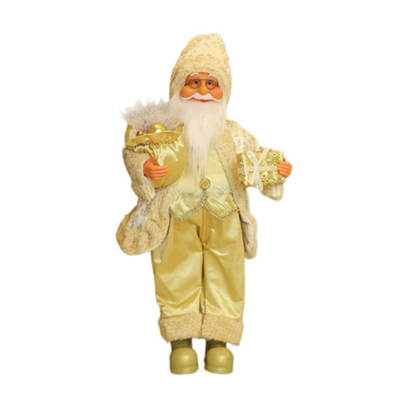 Figura de Papá Noel, muñeco de Papá Noel, adorno de fiesta de Navidad de pie, figura de Papá Noel para dormitorio Amarillo