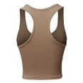 thumbnail image 3 of A2Y Women's Basic Cotton Casual Scoop Neck Cropped Racerback Tank Tops Mocha XS, 3 of 5
