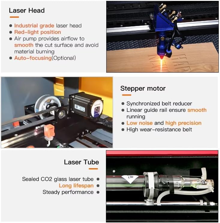 SIHAO 60W CO2 Laser Engraver, Lightburn Compatible 24x16in Laser Engraving Machine with 2 Way Pass Air Assist Digital Control Panel RDWorks for Wood Acrylic Glass More