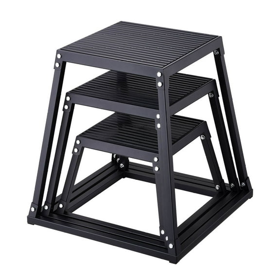 Plyometric Jump Boxes 12/18/24 Inch, 3-Piece Plyo Box Set - Anti-Slip Fitness Step Platform for Agility, Strength Training, Home Gym, Black