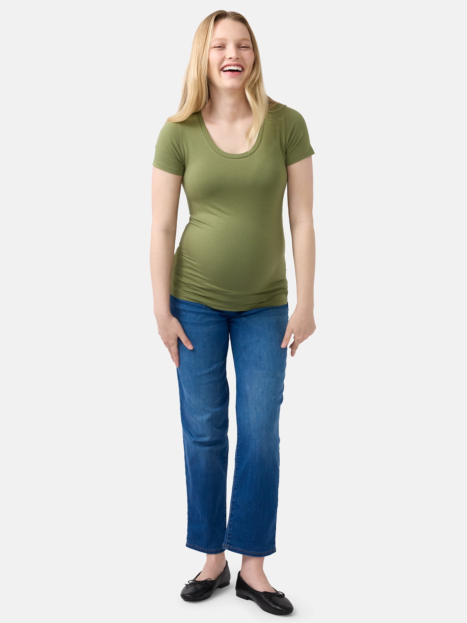 Ingrid & Isabel For Every Belly Women’s Maternity Fitted Scoop Tee, Sizes S-XXL