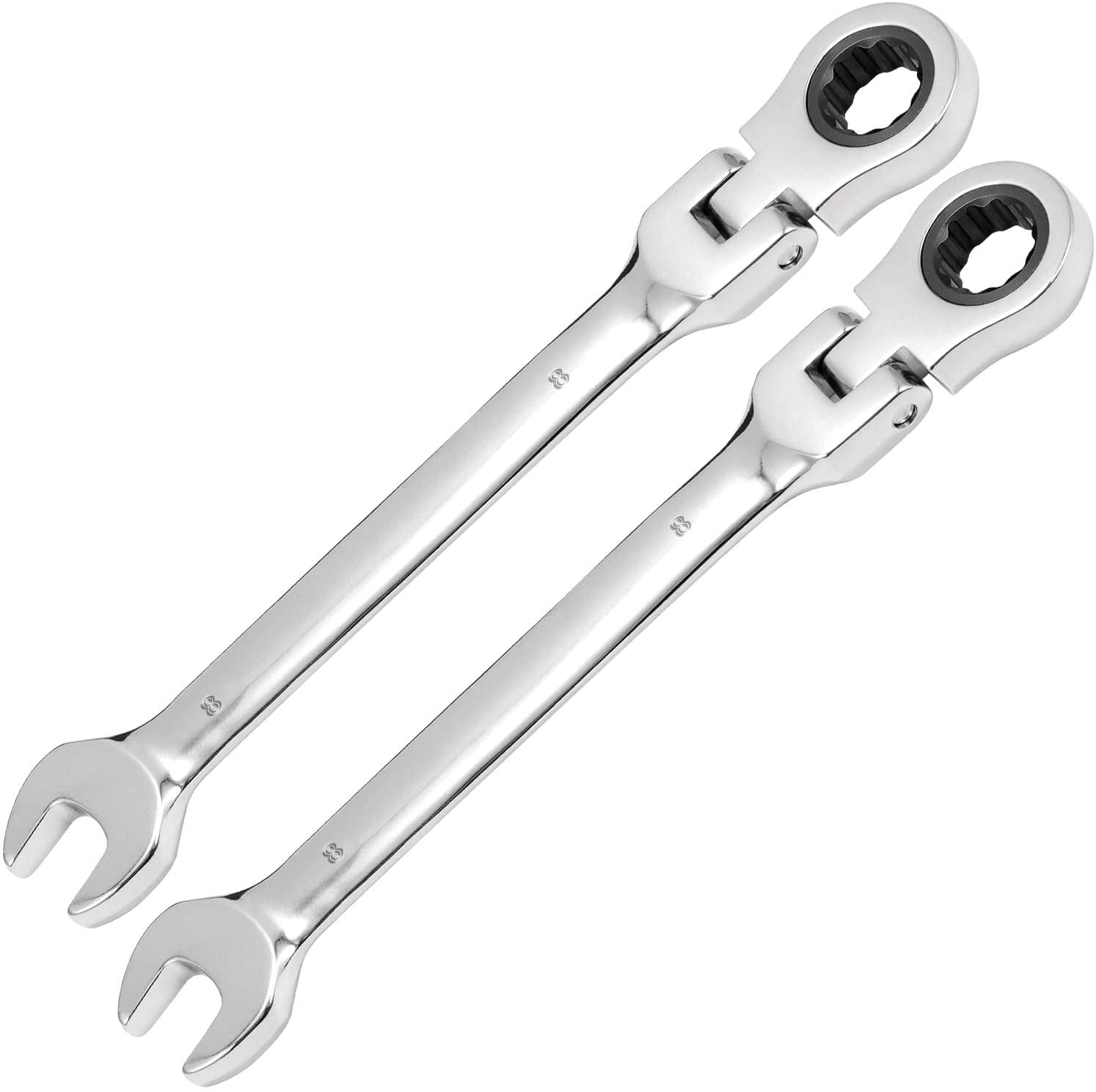 12 Pcs Metric 8-19mm Flexible Head Spanner Gear Ratchet Wrench Set Polished Tool 