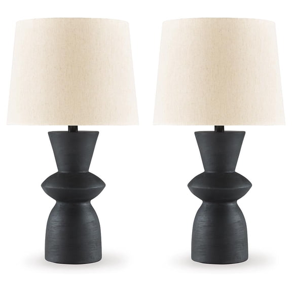 Signature Design by Ashley Scarbot Modern Angular Table Lamps - Set of 2, Distressed Black
