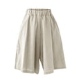 thumbnail image 2 of AWXNJUX Womens Shorts Summer Women's Loose Straight Barrel High Waist Slim Solid Color Shorts Shorts for Women Trendy Casual Shorts Shorts Women (Red,M), 2 of 6