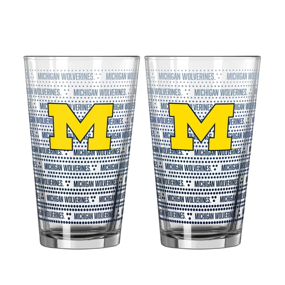 Logo Brands Michigan Wolverines Two-Pack Chant Fade 16oz. Pint Glass Set