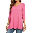 thumbnail image 7 of ZORYEVY Womens Shirts 3/4 Sleeve Winter Casual Solid Color Sports V-neck Tops, 7 of 7