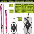 thumbnail image 5 of Cell Phone Lanyard Case with Polyester Lanyard & Silicone Cell Phone Holder by Gecko Travel Tech (Pink Neck - Black Diamond), 5 of 9