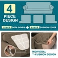 thumbnail image 4 of 4 Piece T Cushion Sofa Slipcovers Stretch Couch Cover Furniture Covers with 3 Individual T Cushion Covers, Machine Washable (3 Cushion Sofa, Macchiato), 4 of 14
