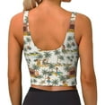 thumbnail image 4 of Goofa Hawaiian Style Printed Sports Bras for Women, High Impact Running Bra Workout Crop Tank Tops Longline Sports Bra Push up-Small, 4 of 9