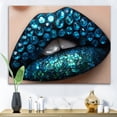 thumbnail image 2 of Designart ' Woman Lips With Black Lipstick Blue Diamonds ' Modern Canvas Wall Art Print, 2 of 4