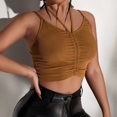 thumbnail image 2 of Womens Halter Tops Tanks Drawstring Knitting Tank Camis Spaghetti Strap Sexy Club Wear Blouse Top Tees Tshirts, 2 of 6