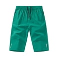 thumbnail image 6 of Jessboyy Mens Long Shorts Below the Knee Elastic Waist Workout Shorts with Zipper Pockets Summer Casual Straight Leg Hiking Capri Shorts Mint Green,S, 6 of 6