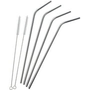 Naler Drinking Straws,4 Pcs Extra Long Reusable Stainless Steel Straws with 2 Cleaning Brushes for Party & Entertainment