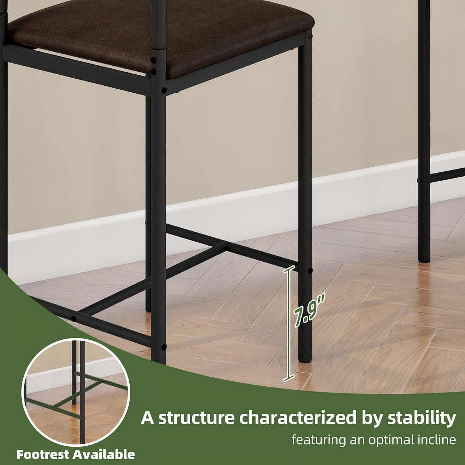 Uforic Bar Stools Set of 2, Counter Height Bar Stools , PU Upholstered Breakfast Bar Stools Kitchen Barstools, Dining Room Chairs Bar Chairs with Back for Kitchen Island, Apartment, Brown