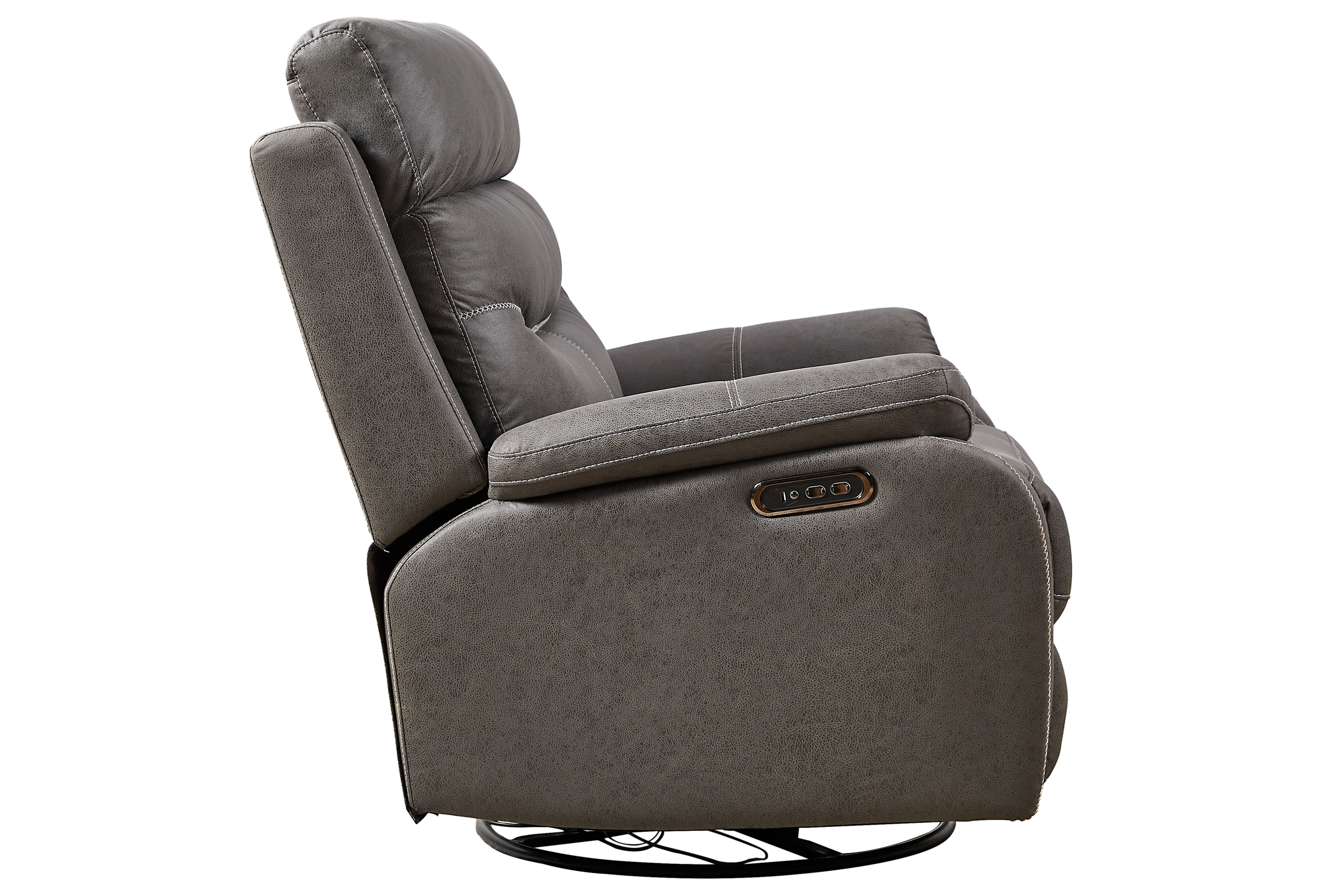 MAYEERTY OKIN Rocking & Swivel Recliner with Power Headrest and Heat Function, Dual Motors, Upholstered in Gray