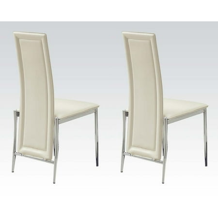 - ACME Rolo Side Chair, Cream PU & Chrome (Set of 2)