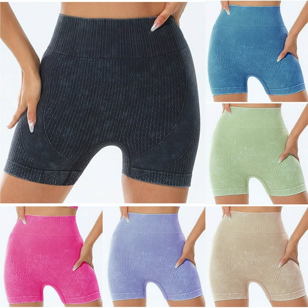 Jacenvly New Biker Shorts for Women Summer Leisure Solid High Waisted Sports Shorts Lightweight Elastic Waist Biker Shorts Plus Size