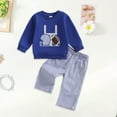 thumbnail image 2 of Yindaity Boys Outfits Toddler Baby Boy Fall outfit Sweatshirt Top Elastic Pants Set Cute 2pcs Winter Clothes)Blue,2-3 Years), 2 of 8
