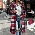 thumbnail image 2 of Sevevn Women Oversized Long Plaid Woolen Shacket Lapel Collar Zip Button Up Long Sleeve Coat Hand Pockets Streetwear Outerwear, 2 of 8