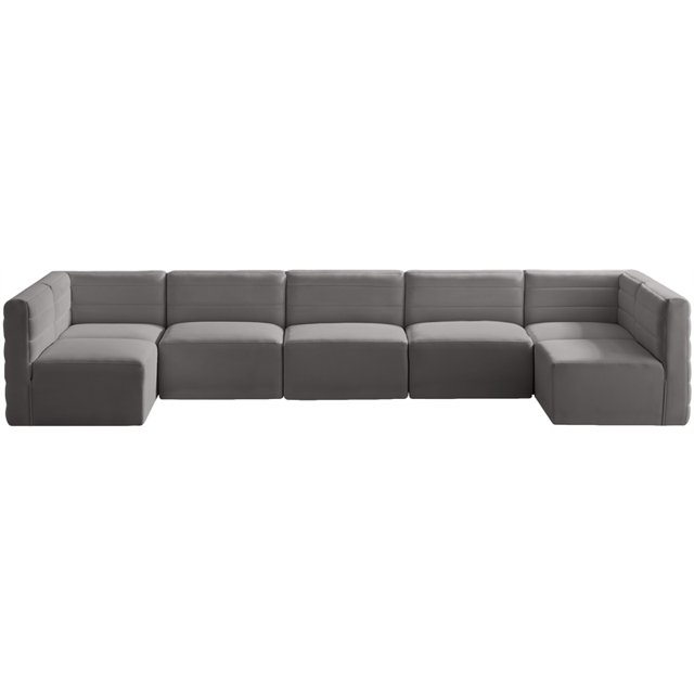 Meridian Furniture Quincy Grey Velvet Modular Sectional