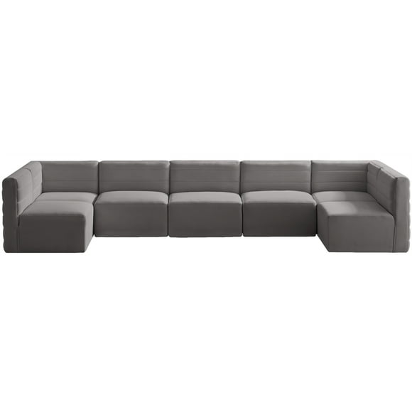 Meridian Furniture Quincy Grey Velvet Modular Sectional