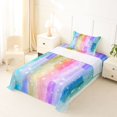 thumbnail image 3 of Manfei Ink Rainbow Twin Sheets, Sparkle Star Print Bedding, Blue Violet, 3pcs, 1 Flat Sheet, 1 Fitted Sheet and 1 Pillowcase, 3 of 6