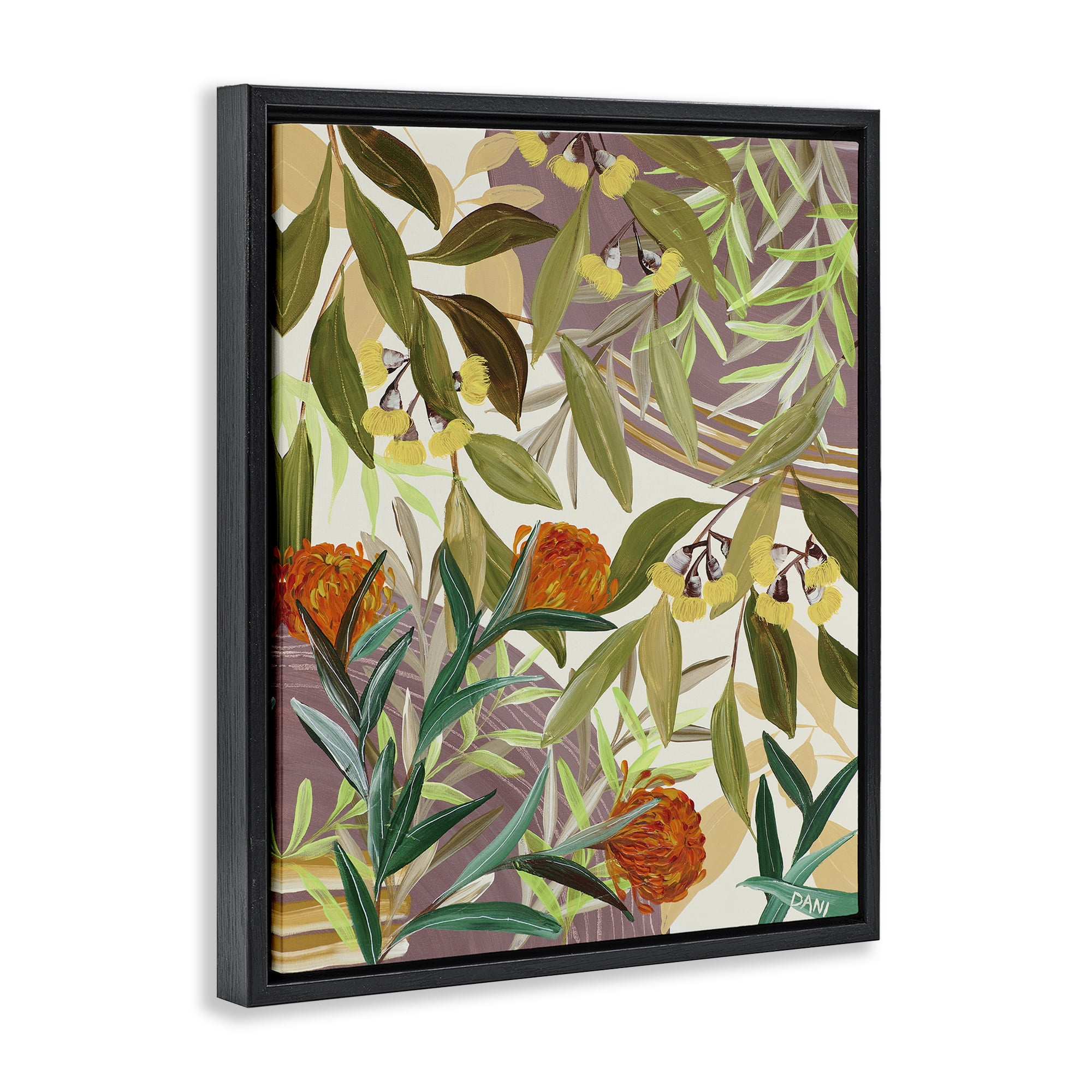 Stupell Industries Walk With Me Blooms Black Framed Floater Canvas Wall Art, design by Dani Heyward