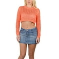 thumbnail image 4 of Socal Look Women's Cotton Crochet Sweater Long Sleeve Summer Casual Pullover Coral, 2X-Large, 4 of 7