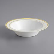 Gold Visions 12 oz. White Plastic Bowl with Gold Bands - 150/Case