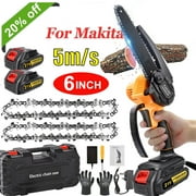 6" Mini Chainsaw 26V Battery Powered Chainsaw ,with Safety Lock,with 2 Batteries 2 Chains, Cordless Handheld Chain Saw Wood Cutter