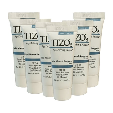 TiZO 3 Age Defying Fusion Facial Mineral Sunscreen Tinted SPF 40, .2 Oz - Pack of 6